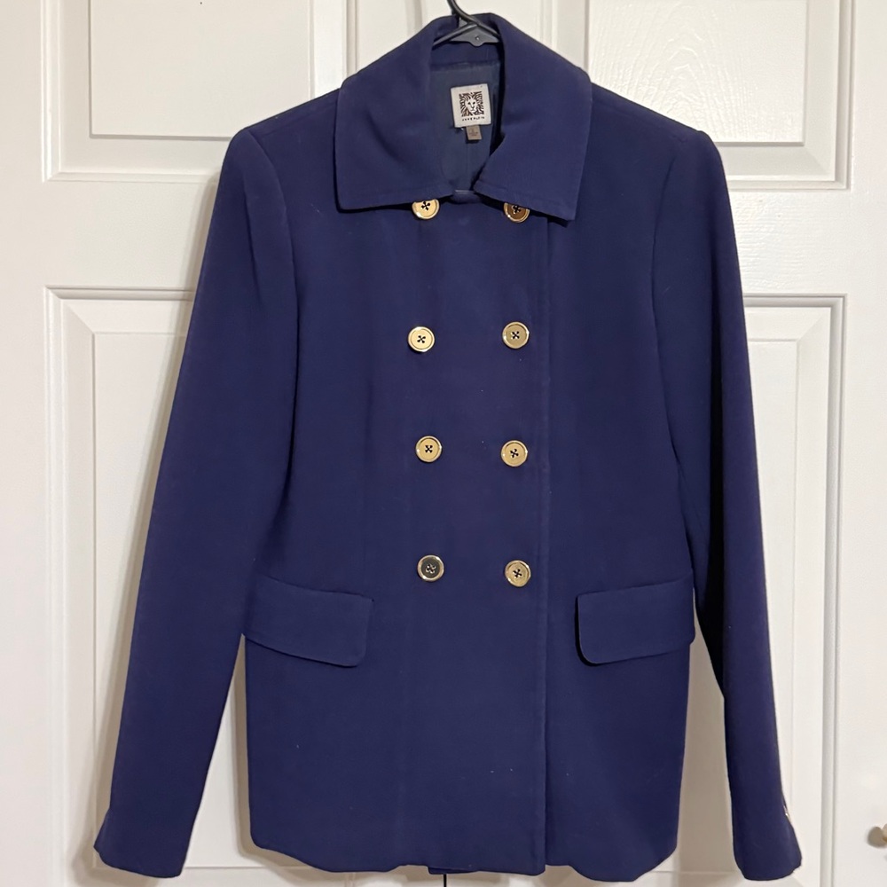 Anne Klein Women’s Blue Button Up Jacket Black Size 6